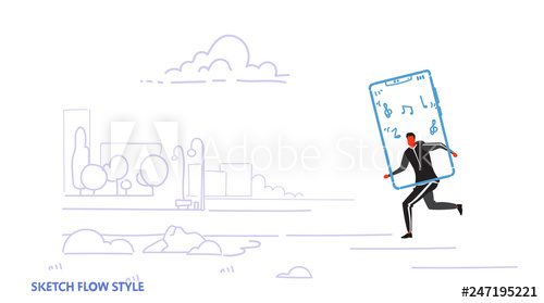 500x279 Runner Man Using Online Mobile Application Sportsman Listening