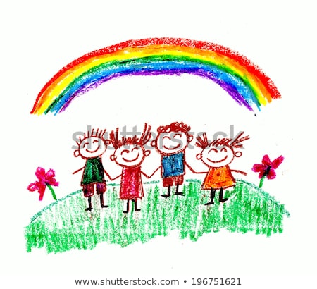 450x410 Rainbow Drawing For Kids Rainbow Kids Drawing Stock Illustration