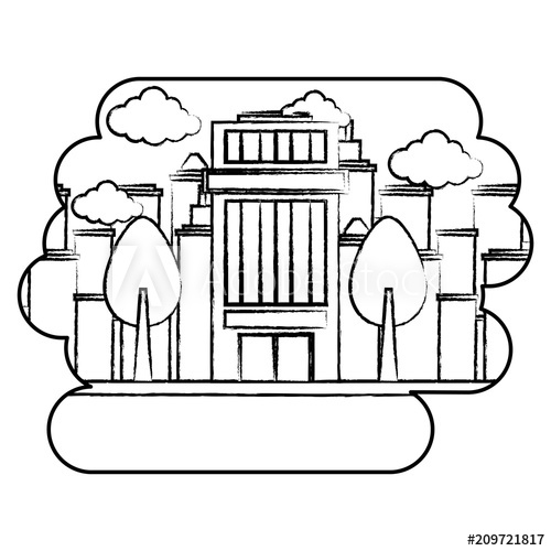 500x500 Trees And City Building Over Urban City Landscape And White