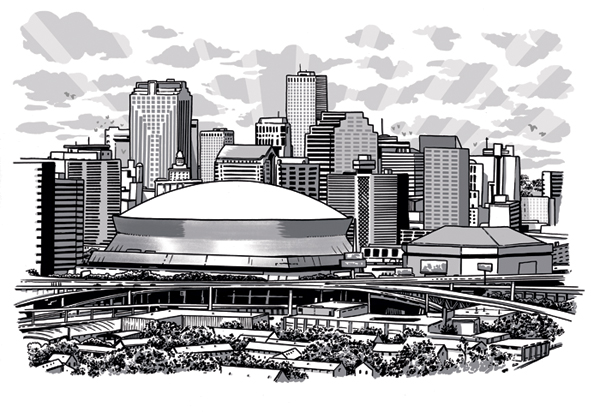 600x412 Huge Collection Of 'new Orleans Skyline Drawing' Download More