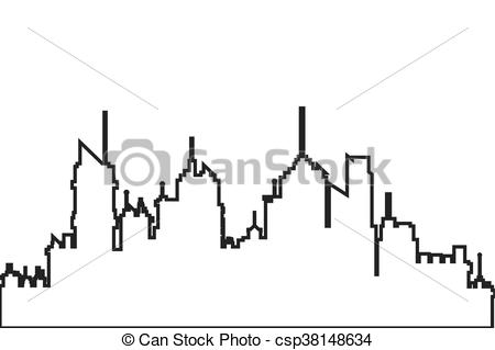 450x319 modern city skyline outline icon simple black line modern city
