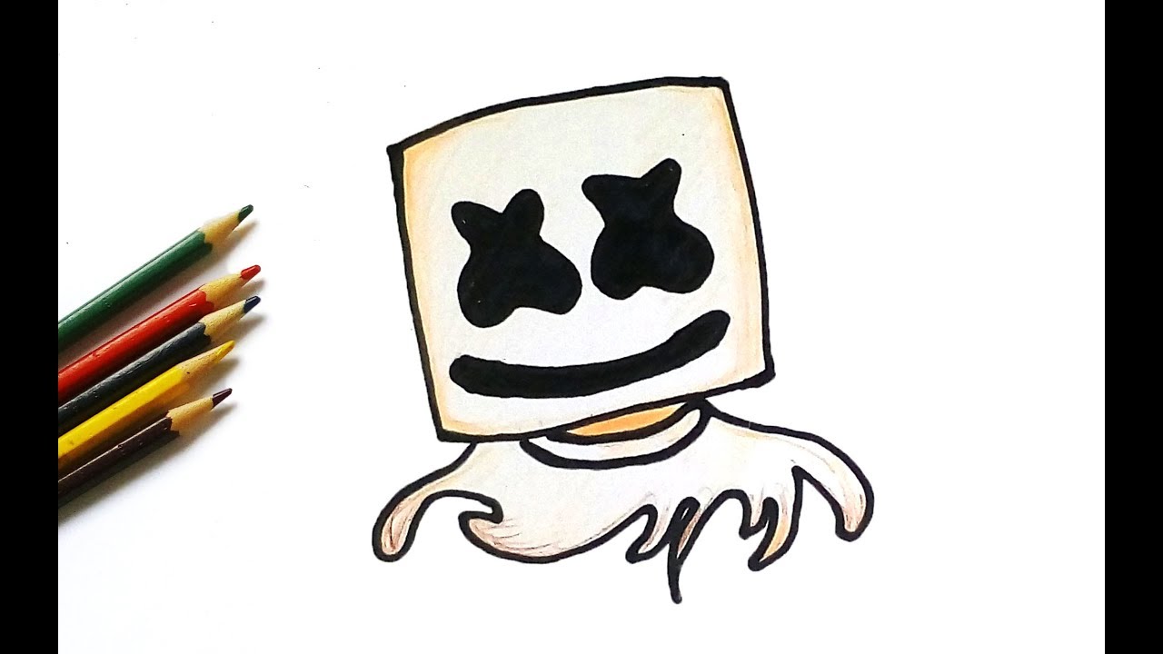 1280x720 How To Draw Marshmello For Kids Easy Drawing Tutorial