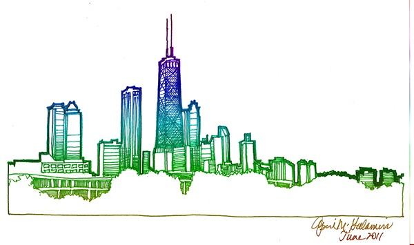 600x355 Chicago Skyline Drawing