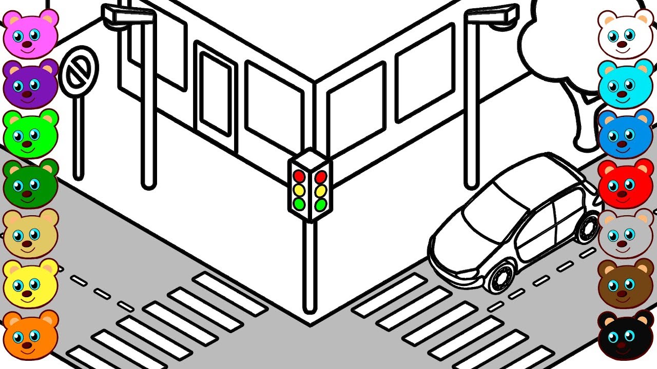 1280x720 City Street Objects Coloring Pages For Kids