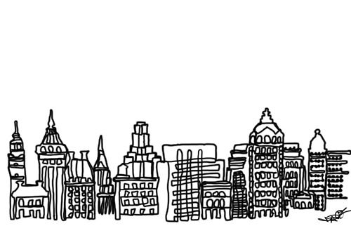 500x322 Image Result For Cityscape Line Drawing Simple Bullet Journal