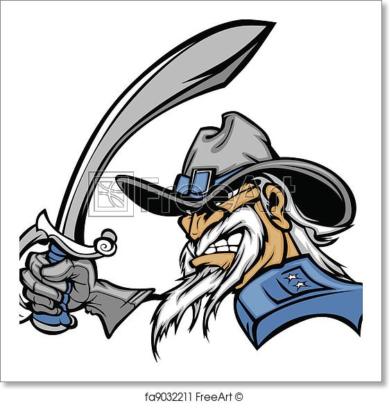 561x581 free art print of civil war general mascot with sword general