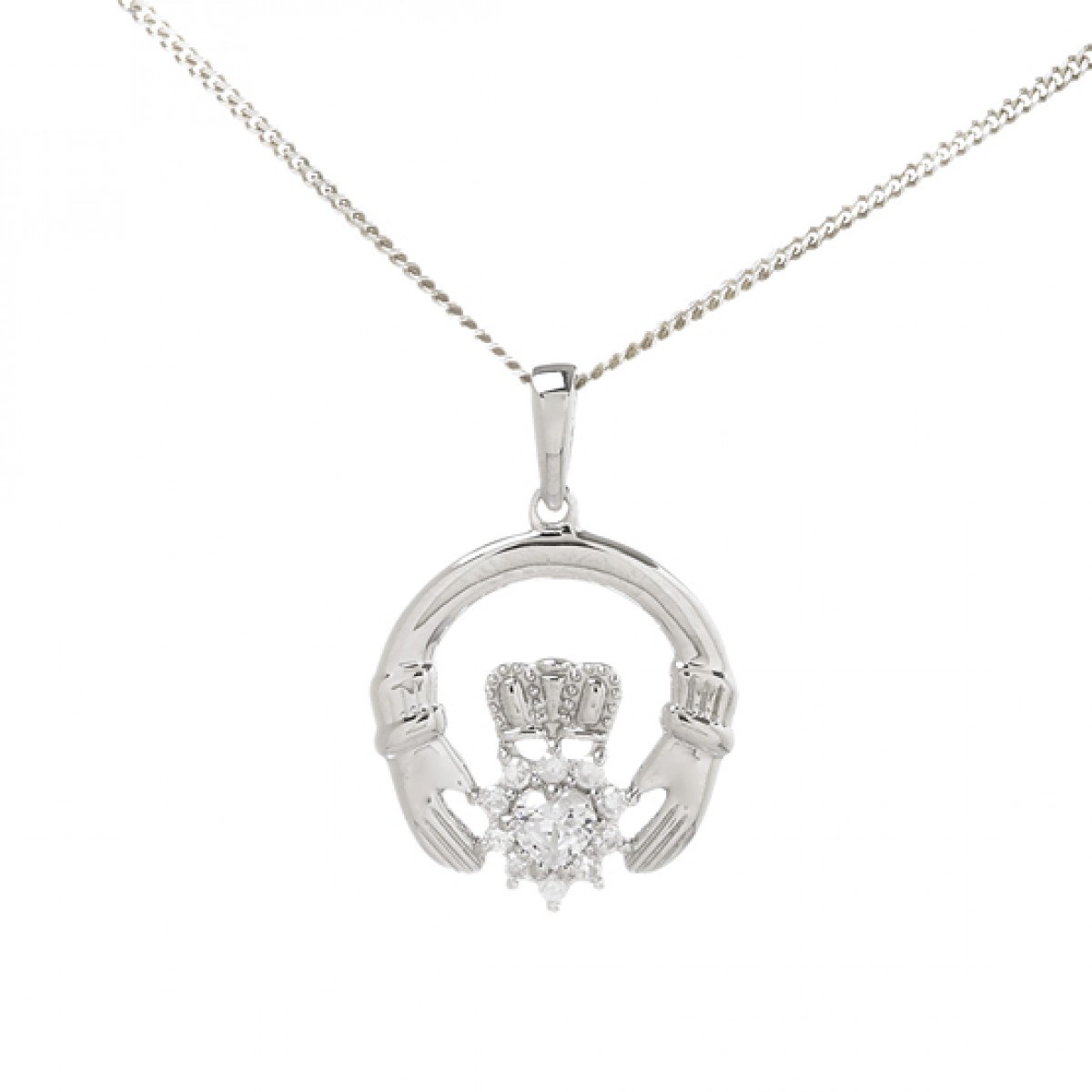 1200x1200 Claddagh Necklace With Cz Heart