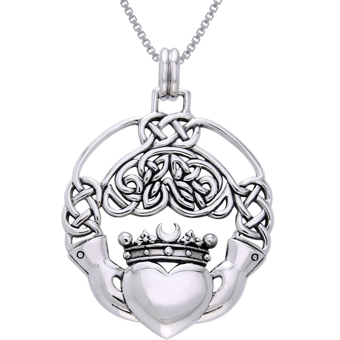 1095x1095 Shop Sterling Silver Large Celtic Claddagh Necklace