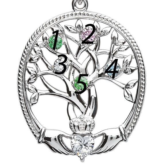 571x571 Sterling Silver Mother's Family Tree Of Life Pendant Month