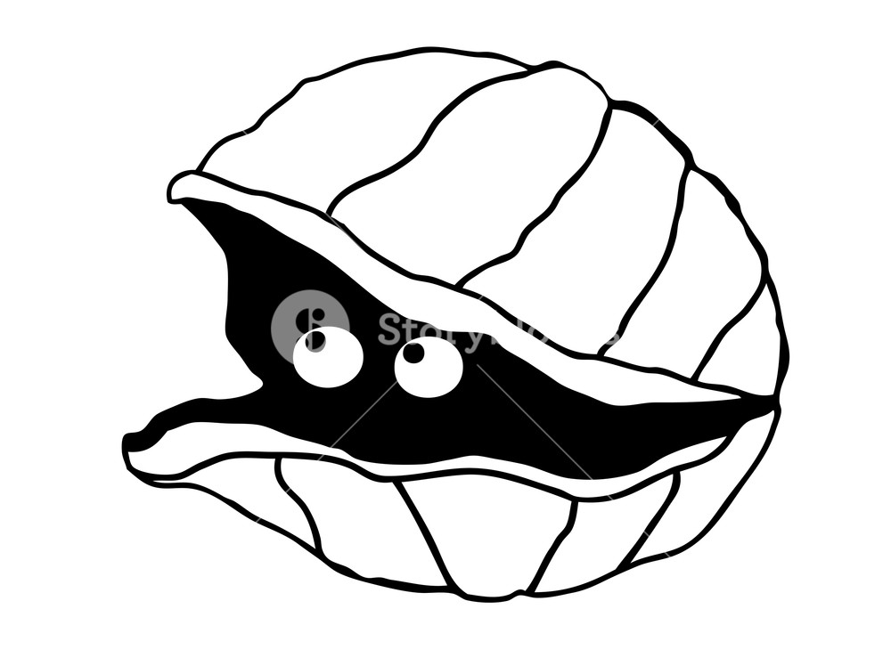 1000x748 Cute Illustration Of A Simple Clam With Eyes Look Out Of The Shell
