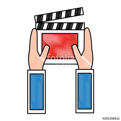 500x500 Hands Holding Clapper Board Movie Vector Illustration Drawing