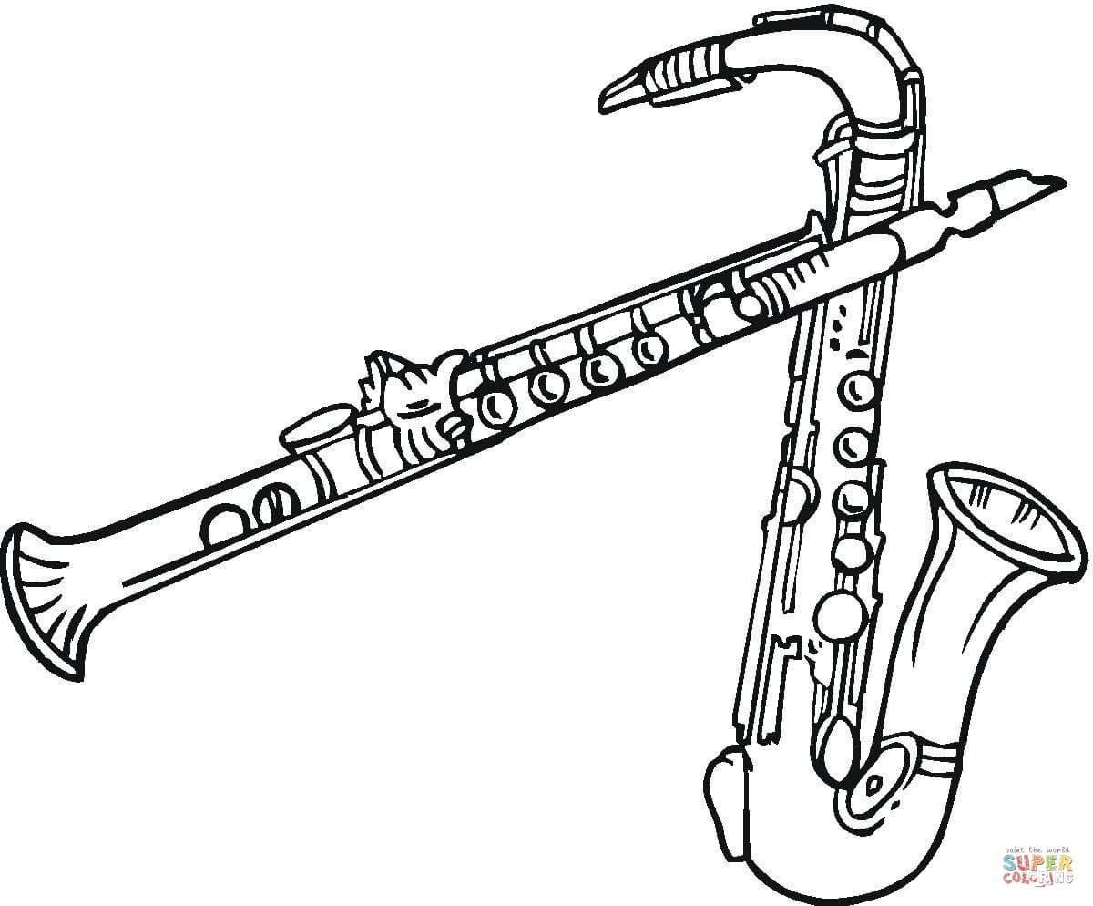 1200x994 Saxophone Drawing Clarinet For Free Download