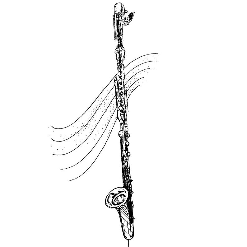 794x794 Digital Download Printable Bass Clarinet Illustration Etsy