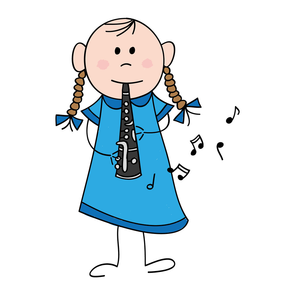 1024x1024 Girl With Clarinet Drawing Of A Little Girl Playing The Cl