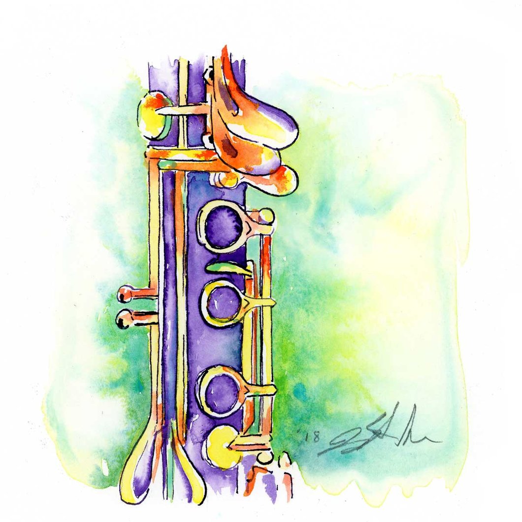 1060x1060 Clarinet Study On Green