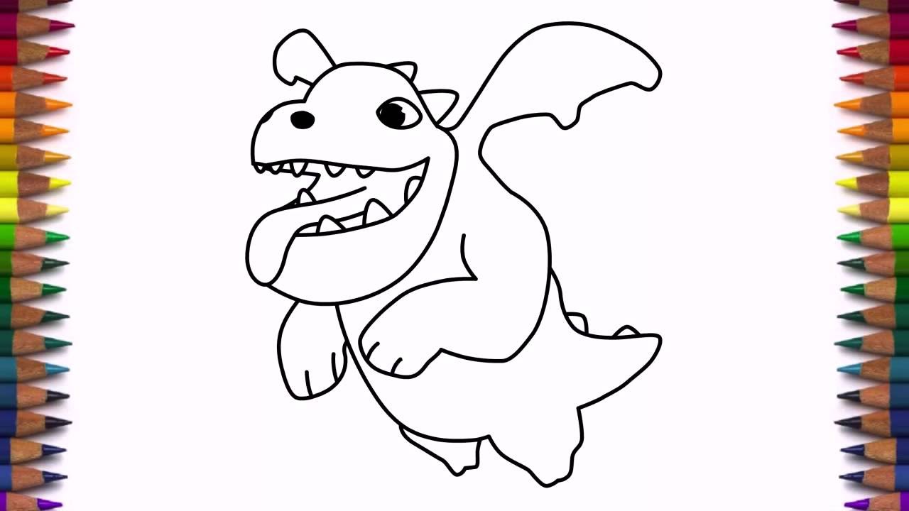 1280x720 How To Draw Baby Dragon From Clash Of Clans Characters Coc Drawing