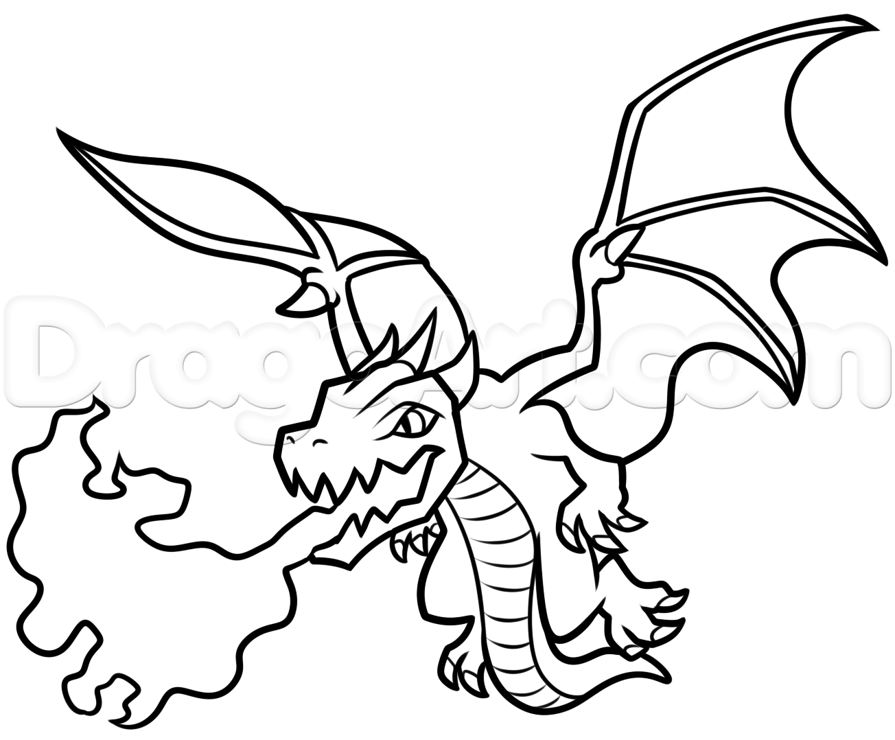 1304x1078 Step How To Draw Dragon From Clash Of Clans