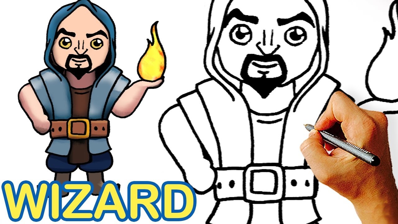 1280x720 how to draw wizard clash royale clash of clans step
