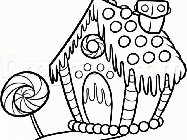 640x480 Printable How To Draw A Gingerbread House Step Drawing Free