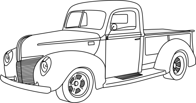 649x340 Classic Car Line Art Pickup Truck Drawing Cc0
