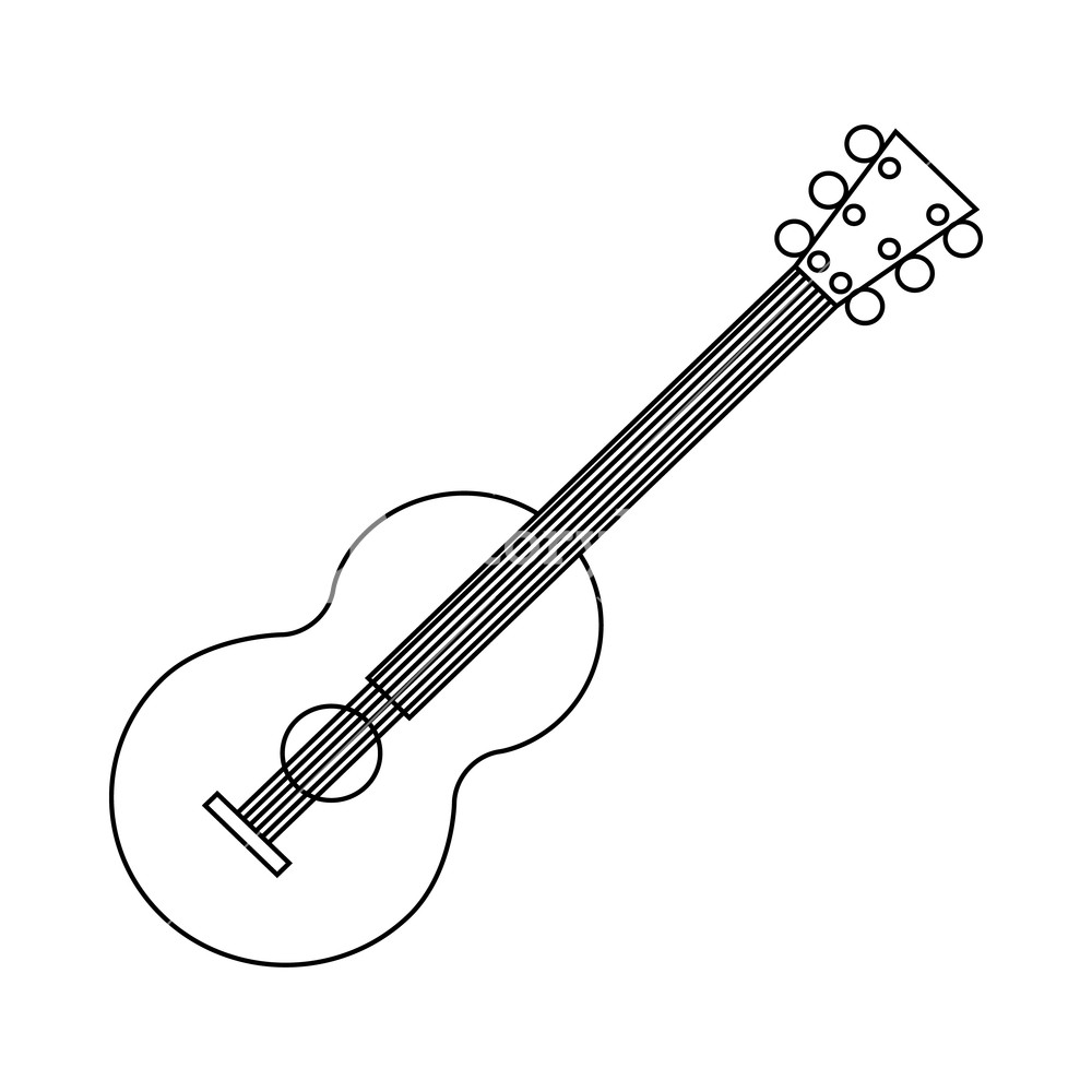1000x1000 Classical Guitar Icon In Outline Style On A White Background