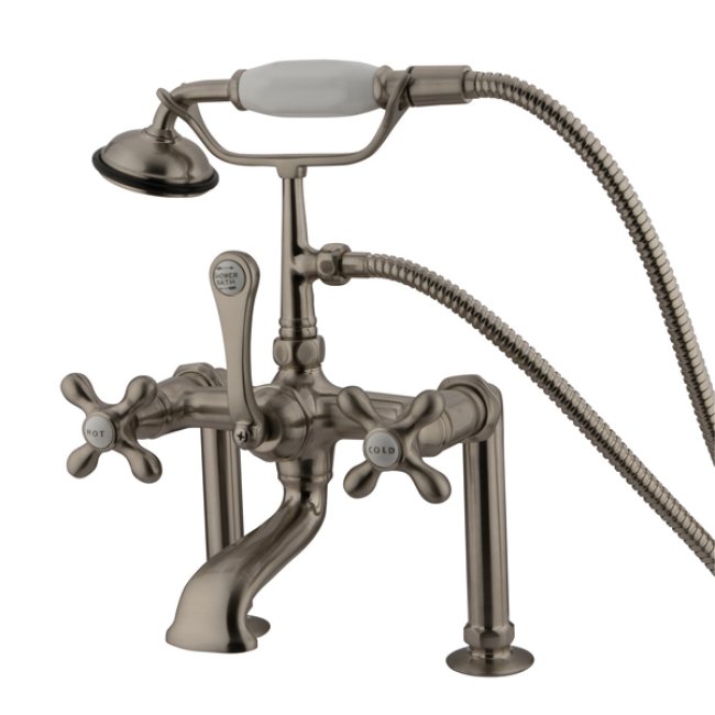 650x650 kingston brass deck mount clawfoot tub faucet hand shower satin