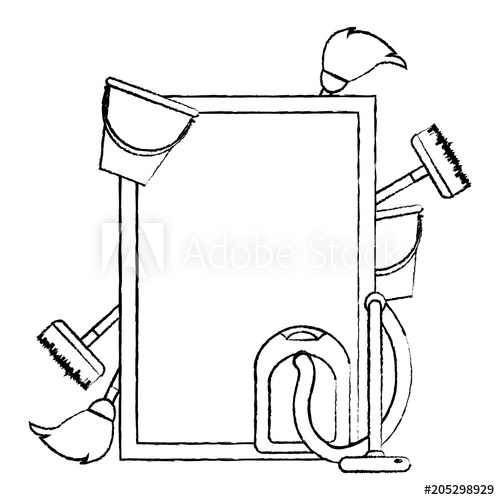 500x500 Grunge Style Emblem With Clean House Objects