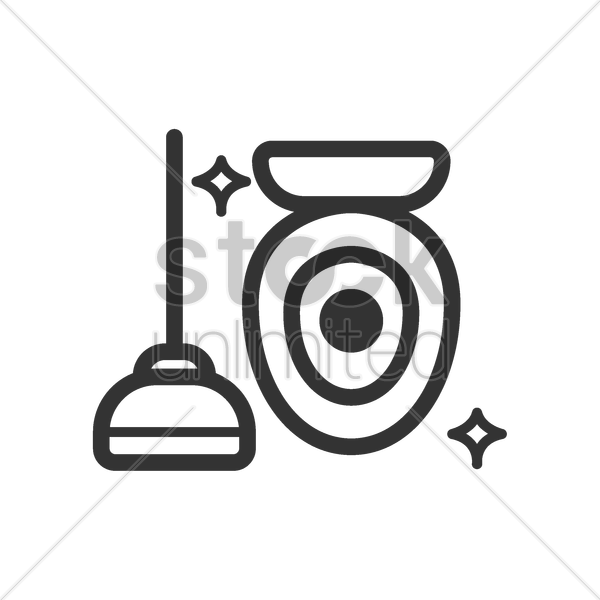 600x600 clean toilet bowl with plunger vector image