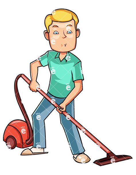 474x611 a man using a canister vacuum in animation canister