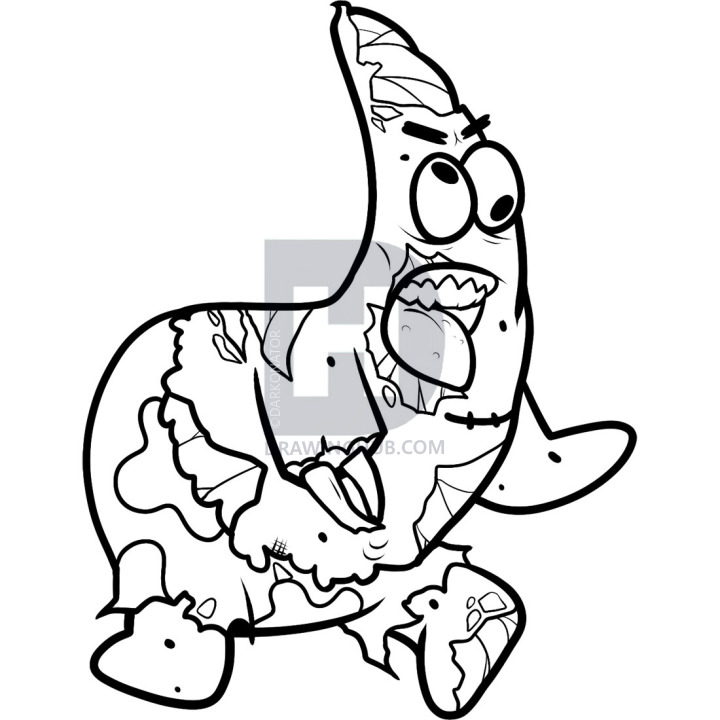 720x720 How To Draw Zombie Patrick, Zombie Patrick, Step