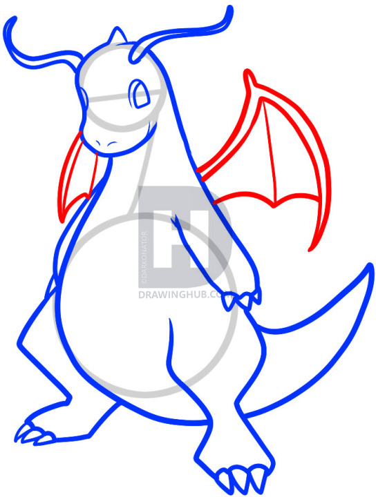 544x720 How To Draw Dragonite, Dragonite, Step