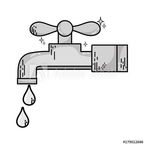 500x500 Grayscale Clean Metal Faucet With Water Drops