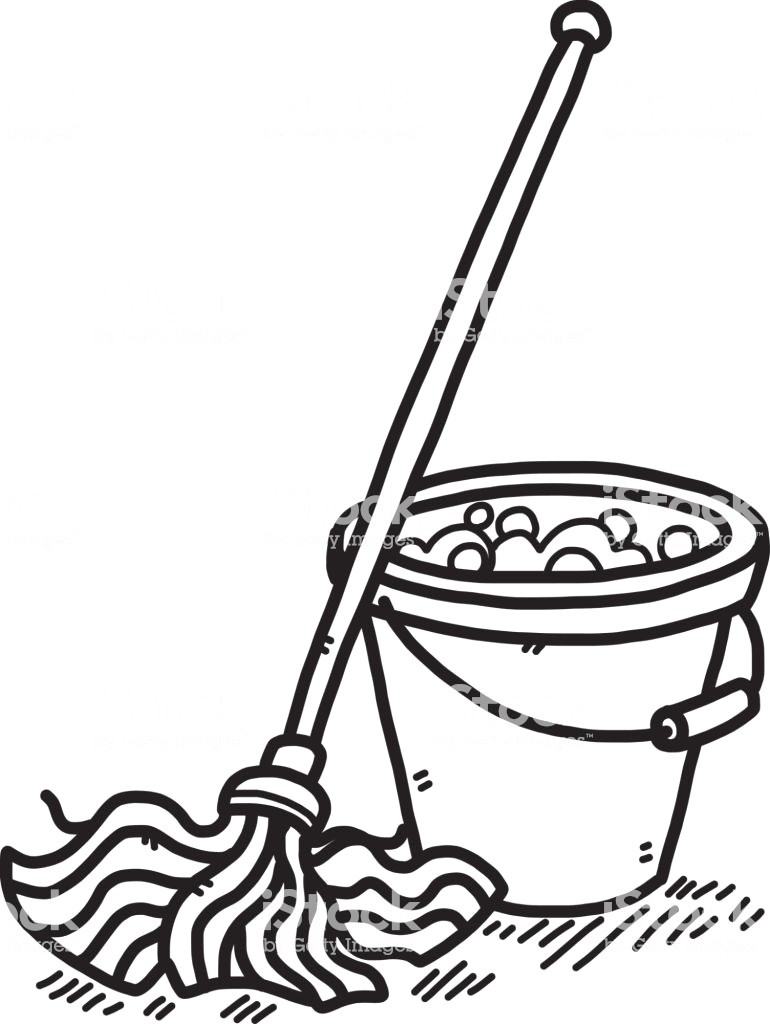 770x1024 Mop Drawing Clipart Black And White