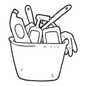 300x300 Cleaning Products Freehand Drawn Black And White Cartoon Royalty