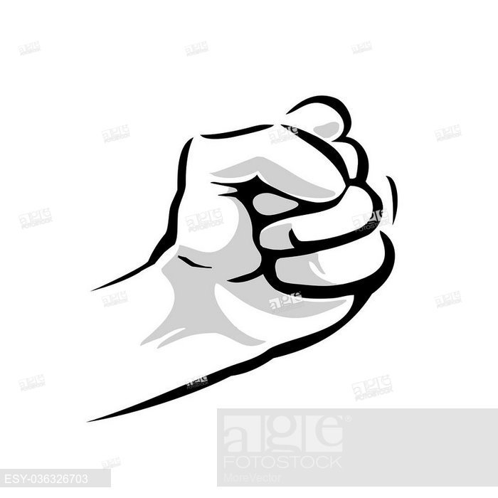 700x700 Human Hand With A Clenched Fist Vector Black And Gray