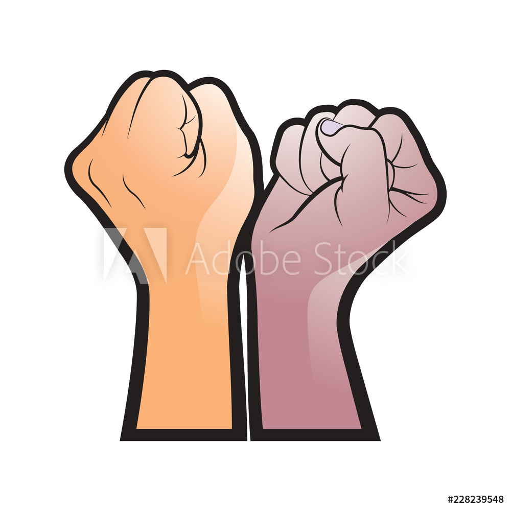 1000x1000 Photo Art Print Raising Clenched Fist Hands Isolated On White