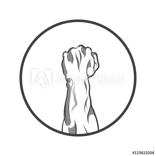 500x500 Vector Illustration In Black And White Style Of A Clenched Fist