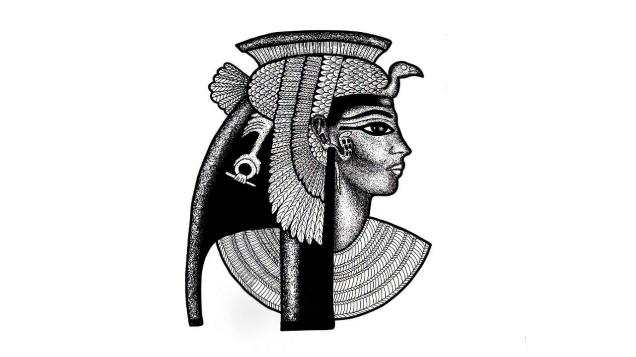 1280x720 Hatching And Dotwork Of Egyptian Cleopatra Using Procreate