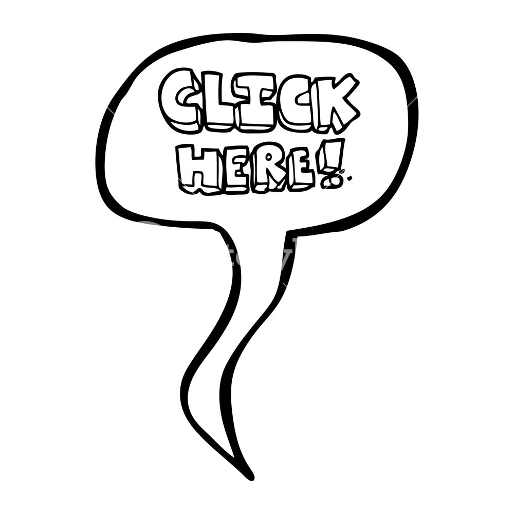 1000x1000 Freehand Drawn Speech Bubble Cartoon Click Here Word Symbol