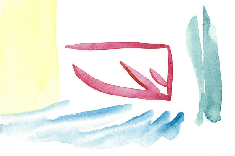 794x528 Square Movement Abstract Watercolor Painting Print Etsy