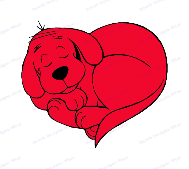794x710 Clifford The Big Red Dog Sleeping Dxf Cricut Etsy