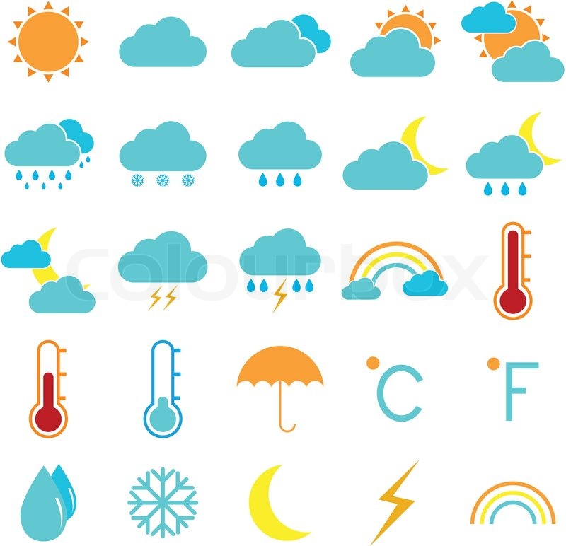 800x772 Weather And Climate Color Icons On Stock Vector Colourbox