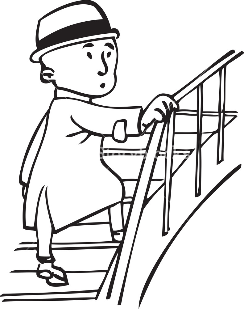 791x1000 Illustration Of A Man Climbing On Stairs Royalty Free Stock Image