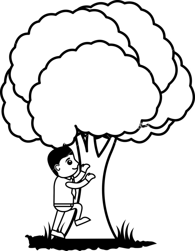 777x1000 Man Climbing On A Tree Vector Illustration Royalty Free Stock
