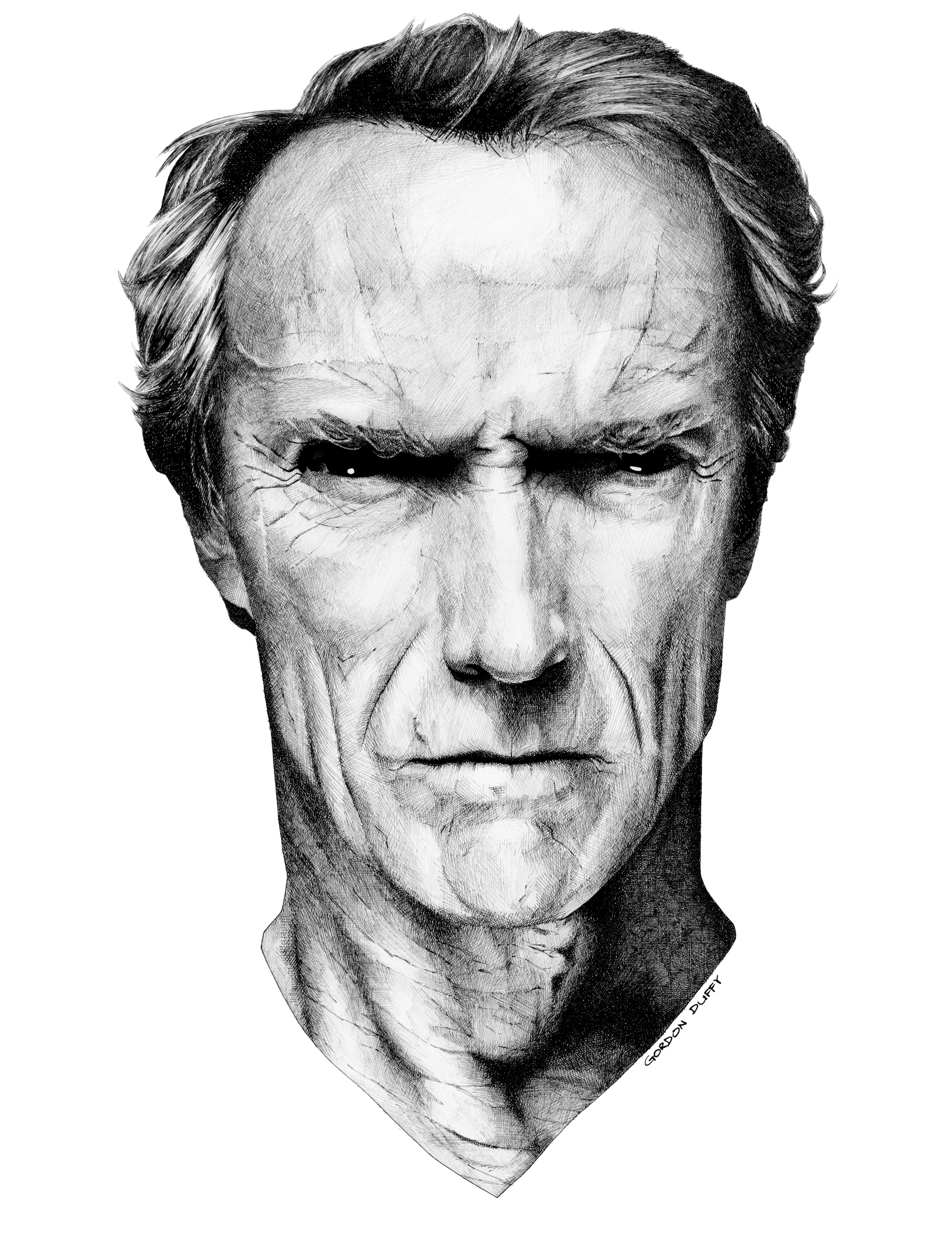 3623x4782 clint eastwood in pigment ink pen drawing dirty harry art