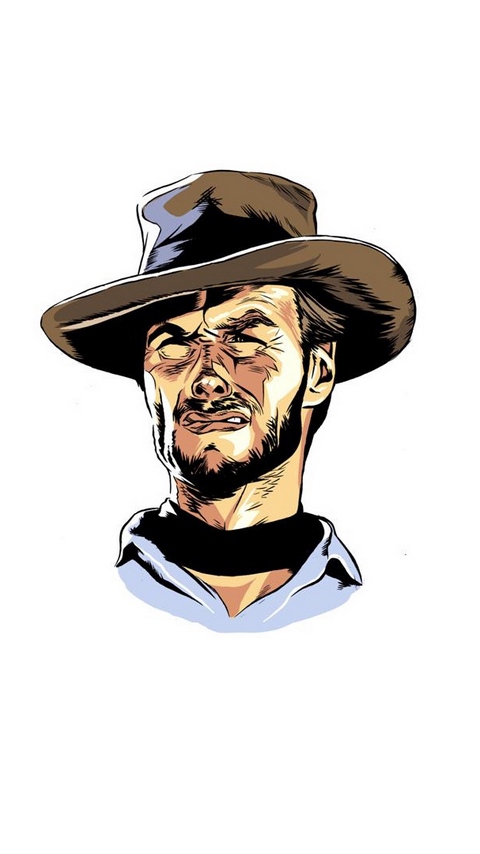 480x854 download wallpaper clint eastwood, minimalism, hat, art
