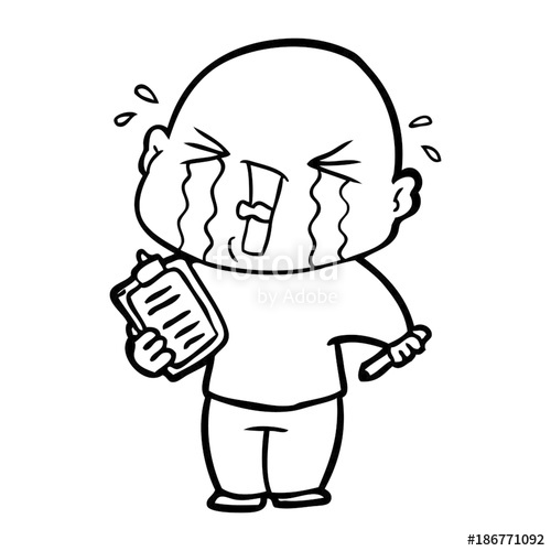 500x500 Cartoon Crying Man With Clipboard Stock Image And Royalty Free