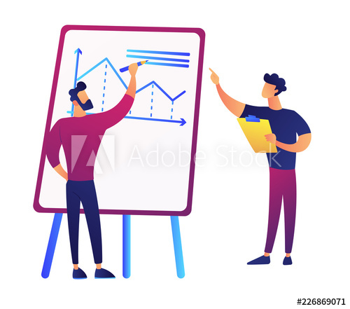 500x441 Businessman Drawing Chart On Presentation Board And Manager