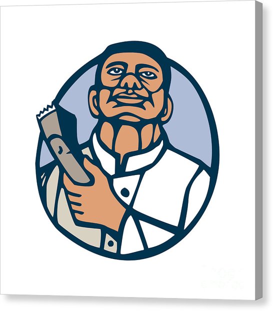546x622 Barber Hair Clipper Scissors Circle Linocut Digital Art