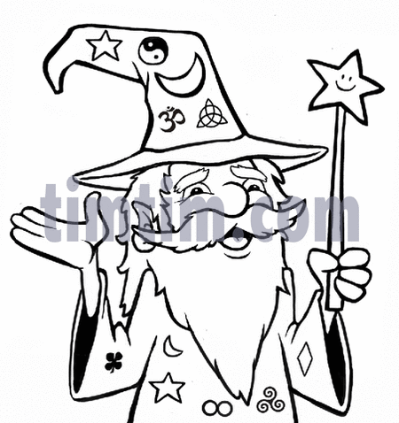 450x478 Free Drawing Of A Wizard Bw From The Category Movies Magic